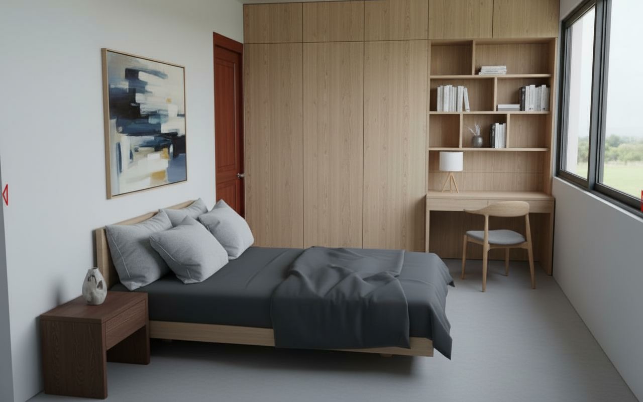 Secondary bedroom detail at Orchid Villas in Marcela, Goa