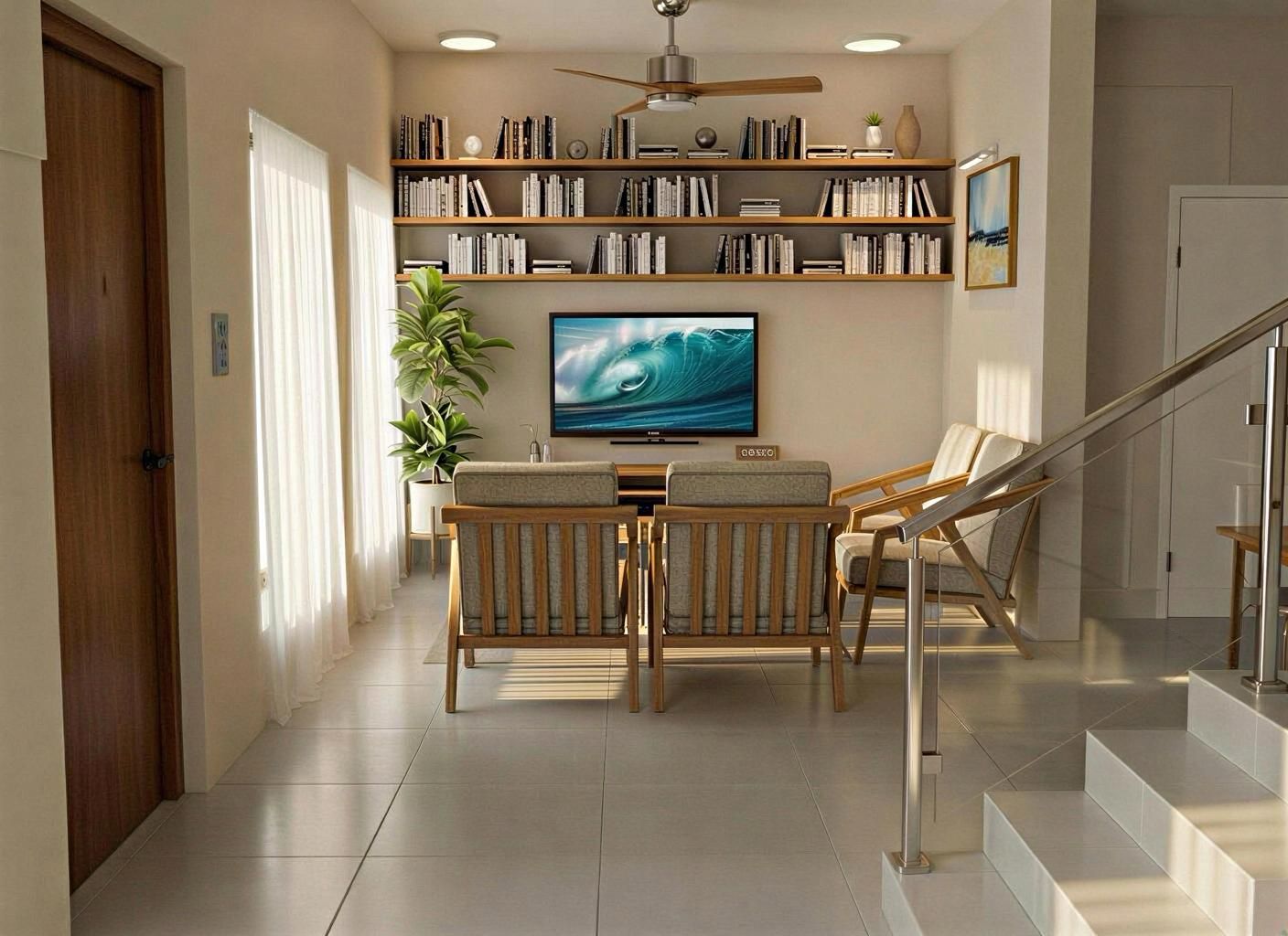 Living and dining area at Orchid Villas in Marcela, Goa