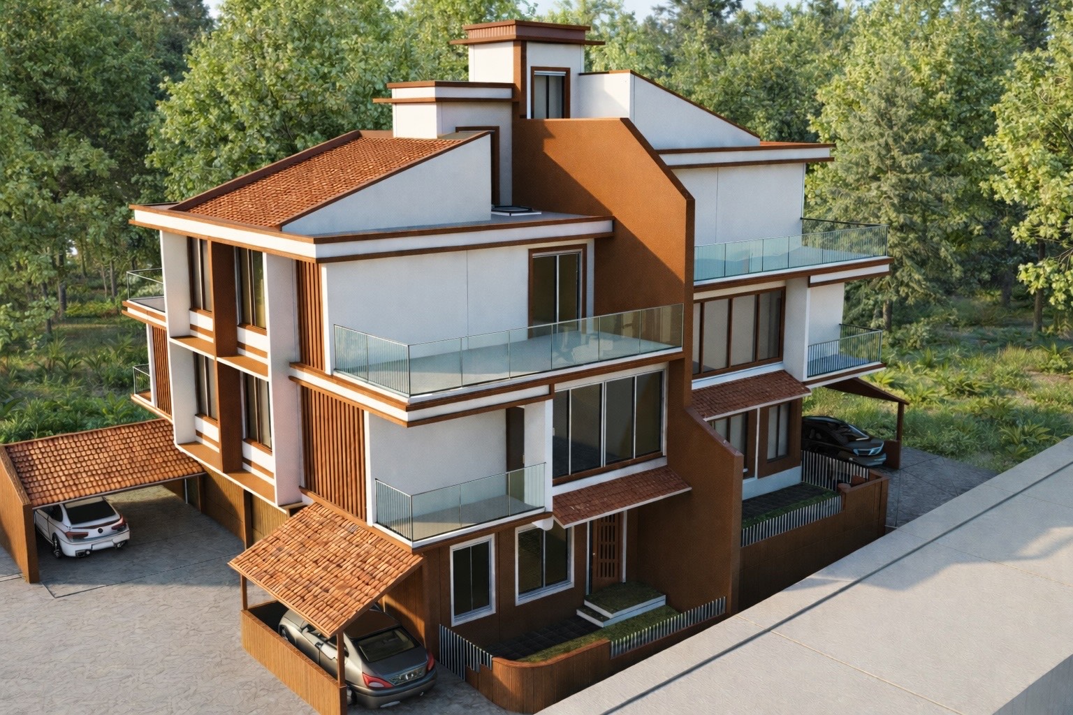 Orchid Villas gated row-villa exterior within the Svedam community in Marcela, Goa